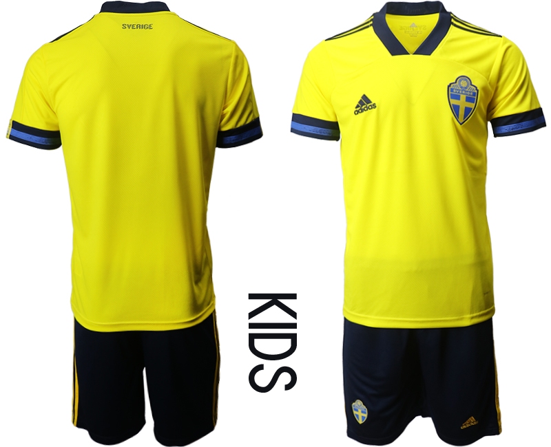 Cheap Youth 2021 European Cup Sweden home yellow Soccer Jersey